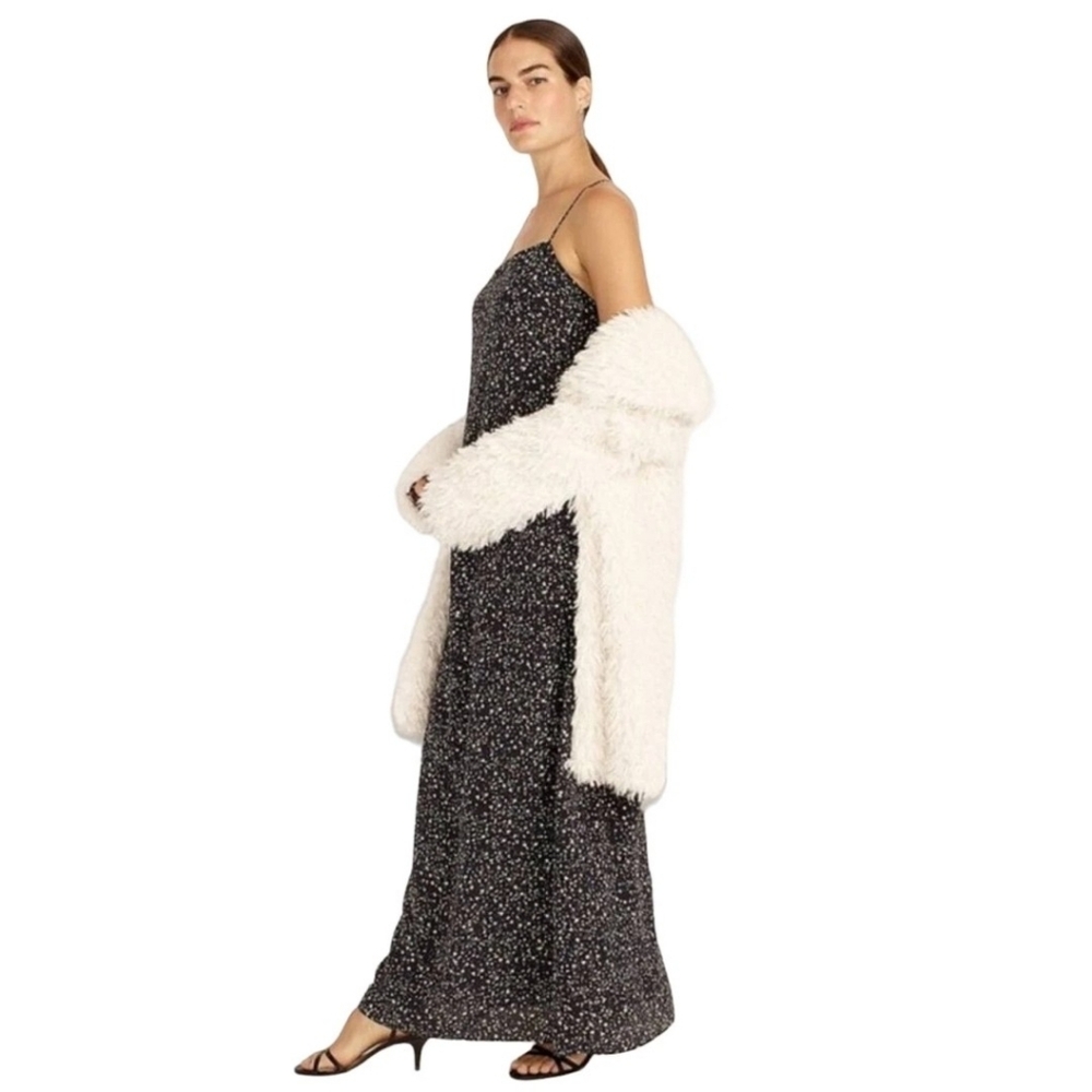 J.Crew Maxi Dress Starry Nights Black Star Print Ruffle‎ Back